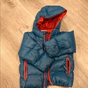 Patagonia Blue Jacket with Bright Orange Interior